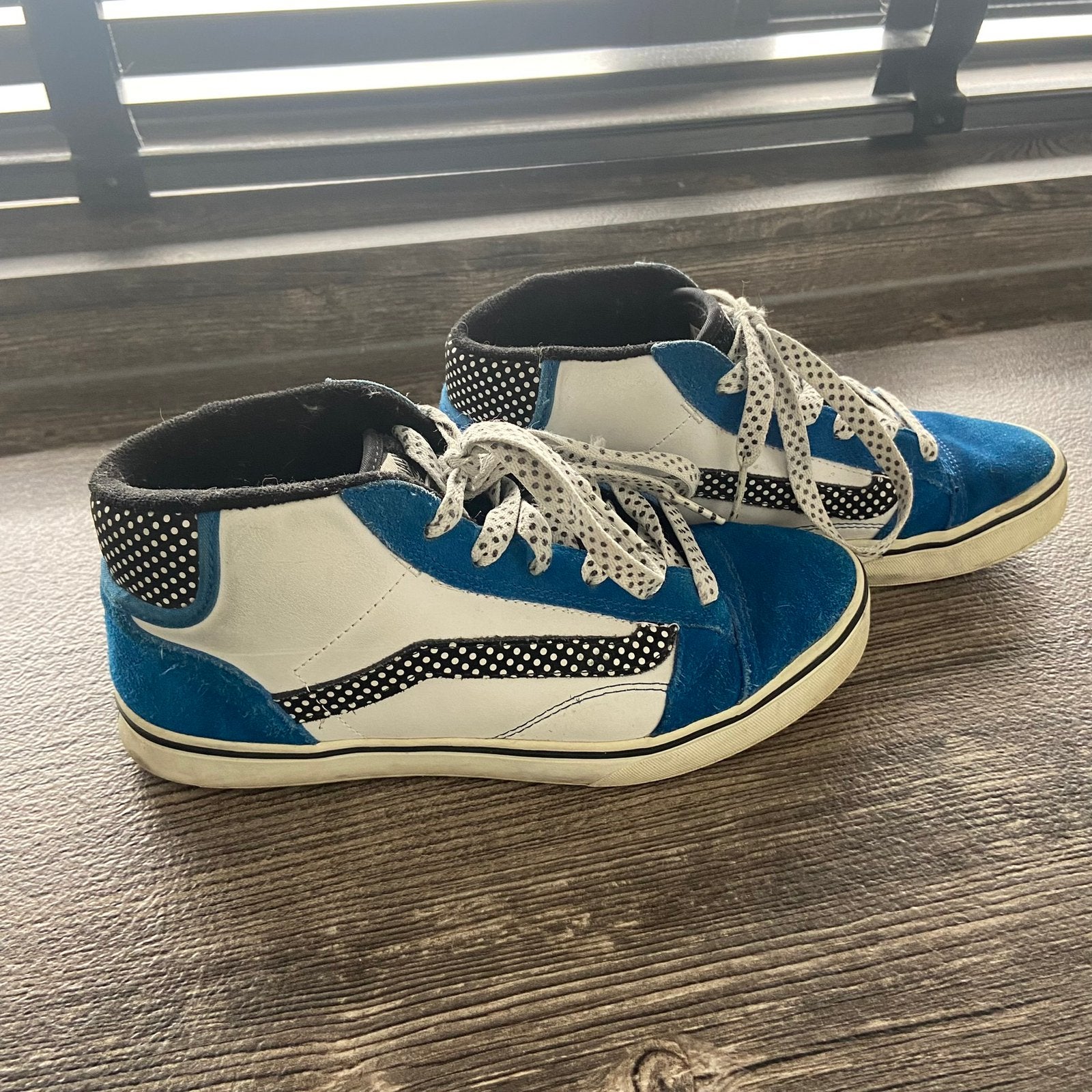 Blauw witte vintage Y2K schoenen van Vans in maat 40, Blauw, Ophalen of Verzenden, Vans, Sneakers of Gympen