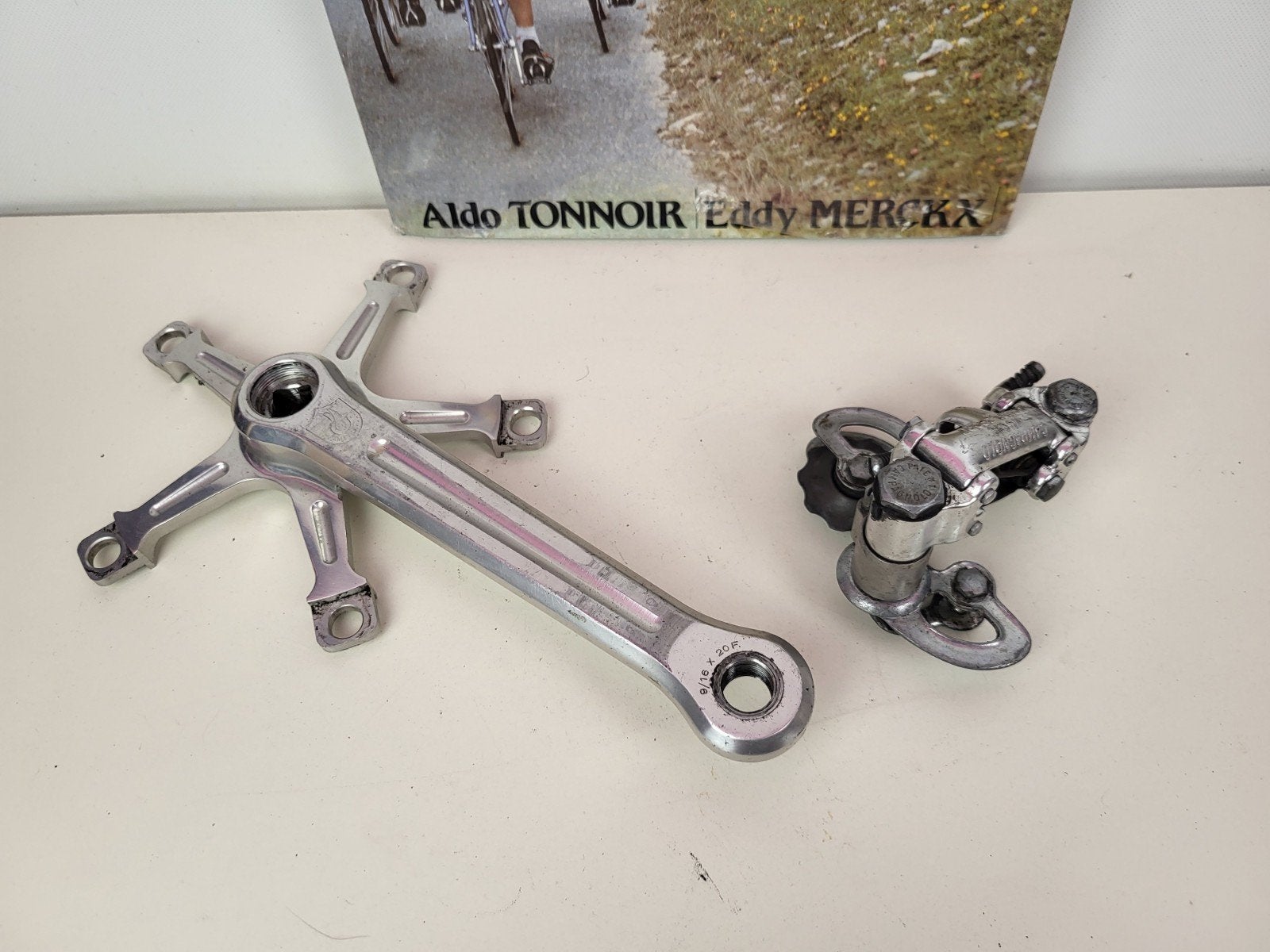 Campagnolo Record crank gs achterderailleur shifters, Fietsen en Brommers, Crankstel of Pedalen, Gebruikt, Ophalen of Verzenden