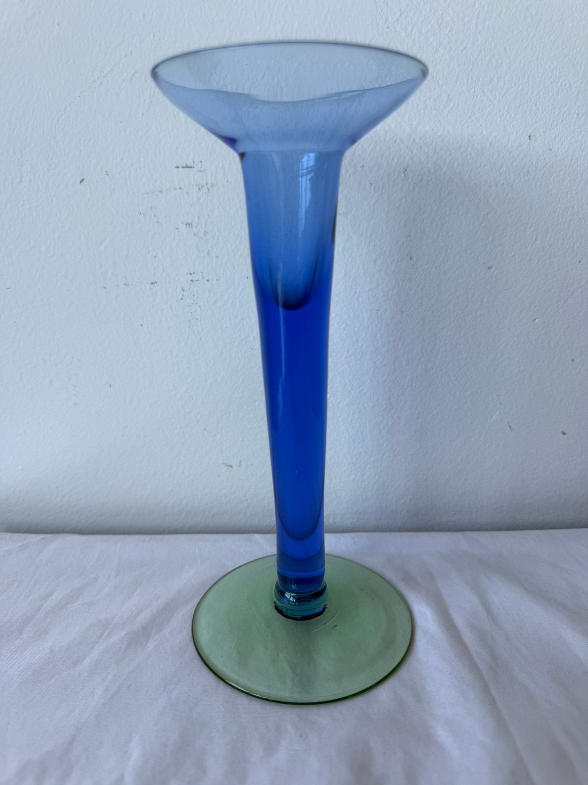 Deens design Holmegaard kandelaar blauw groen glas, Ophalen of Verzenden, Glas