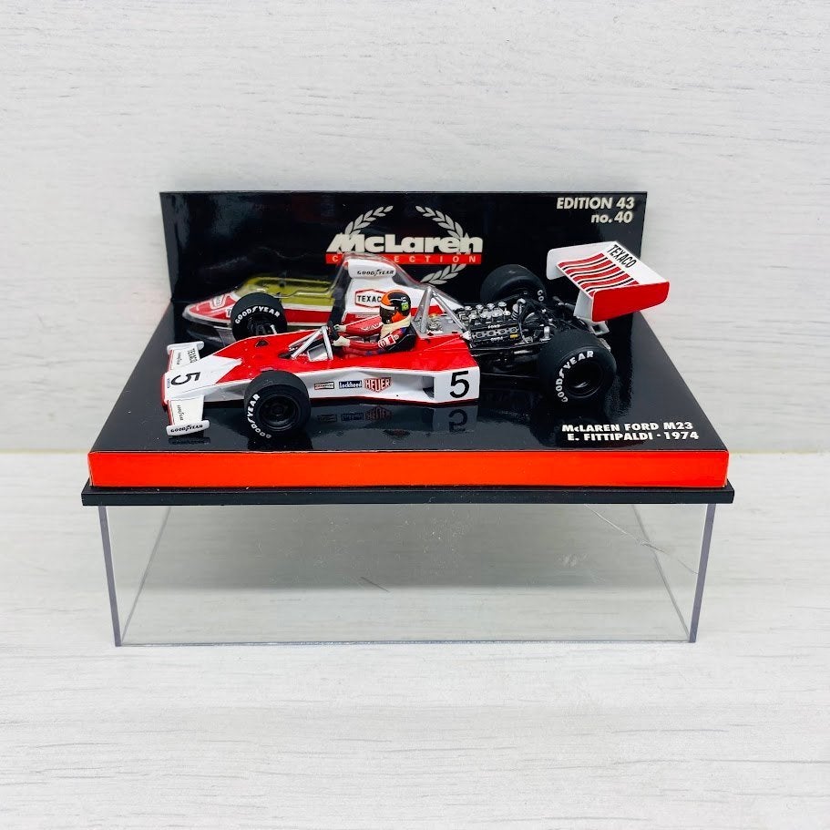 Minichamps 1:43 - McLaren Ford M23 1974 E. Fittipaldi, Ophalen of Verzenden, Zo goed als nieuw, Auto, MiniChamps