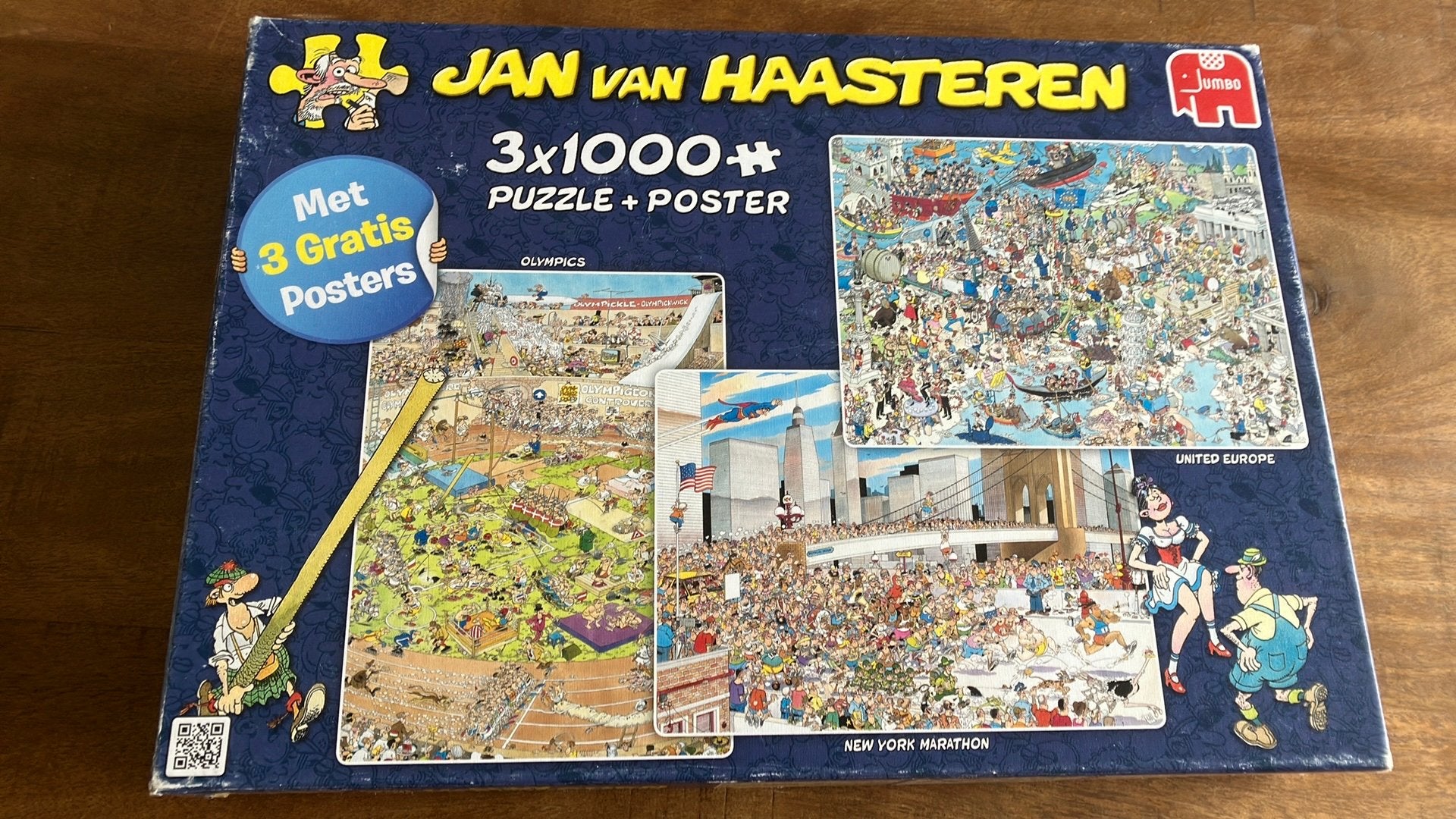 Jan van Haasteren 3 x 1000 stukjes, Hobby en Vrije tijd, Denksport en Puzzels, Ophalen of Verzenden, 500 t/m 1500 stukjes, Zo goed als nieuw
