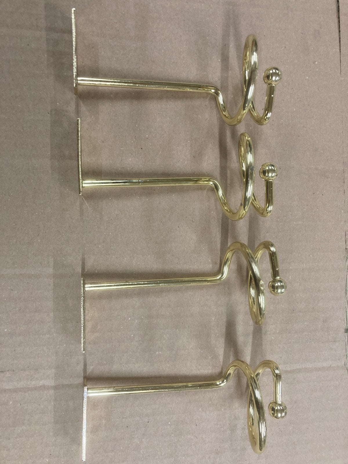 Messing gordijnhaken, 4 stuks, 13,7 cm lang, Ophalen, Gebruikt, Metaal, Overige typen