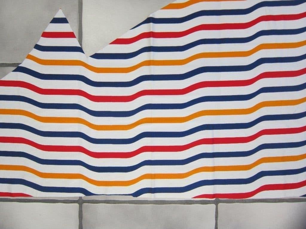 Lap, heel fijne tricotstof rood/wit/blauw/oranje. Polyester., Hobby en Vrije tijd, Stoffen en Lappen, Meerkleurig, Nieuw, Ophalen of Verzenden