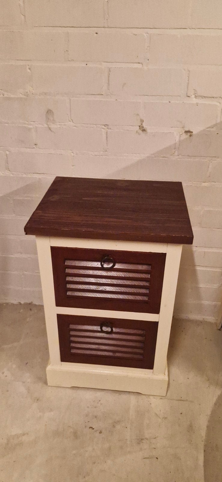 Set van 2 houten nachtkastjes met laden - verschillende hoog, Minder dan 50 cm, Gebruikt, 1 of 2 laden, Minder dan 100 cm