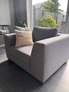 Mooi grijze fauteuil, Huis en Inrichting, Ophalen, 75 tot 100 cm, Zo goed als nieuw, 75 tot 100 cm