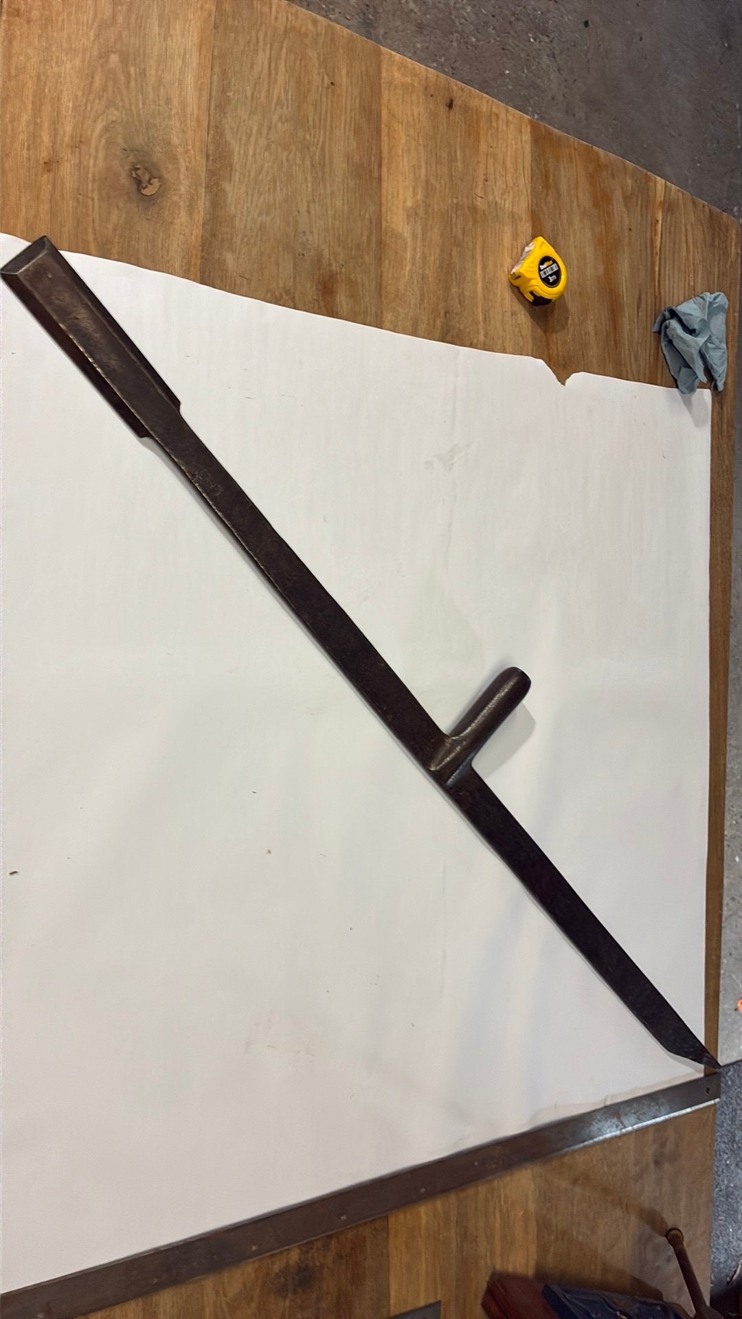 Oude molenbeitel 52mm ,126cm lang molenaarsbeitel  bisaigue, Antiek en Kunst, Ophalen of Verzenden