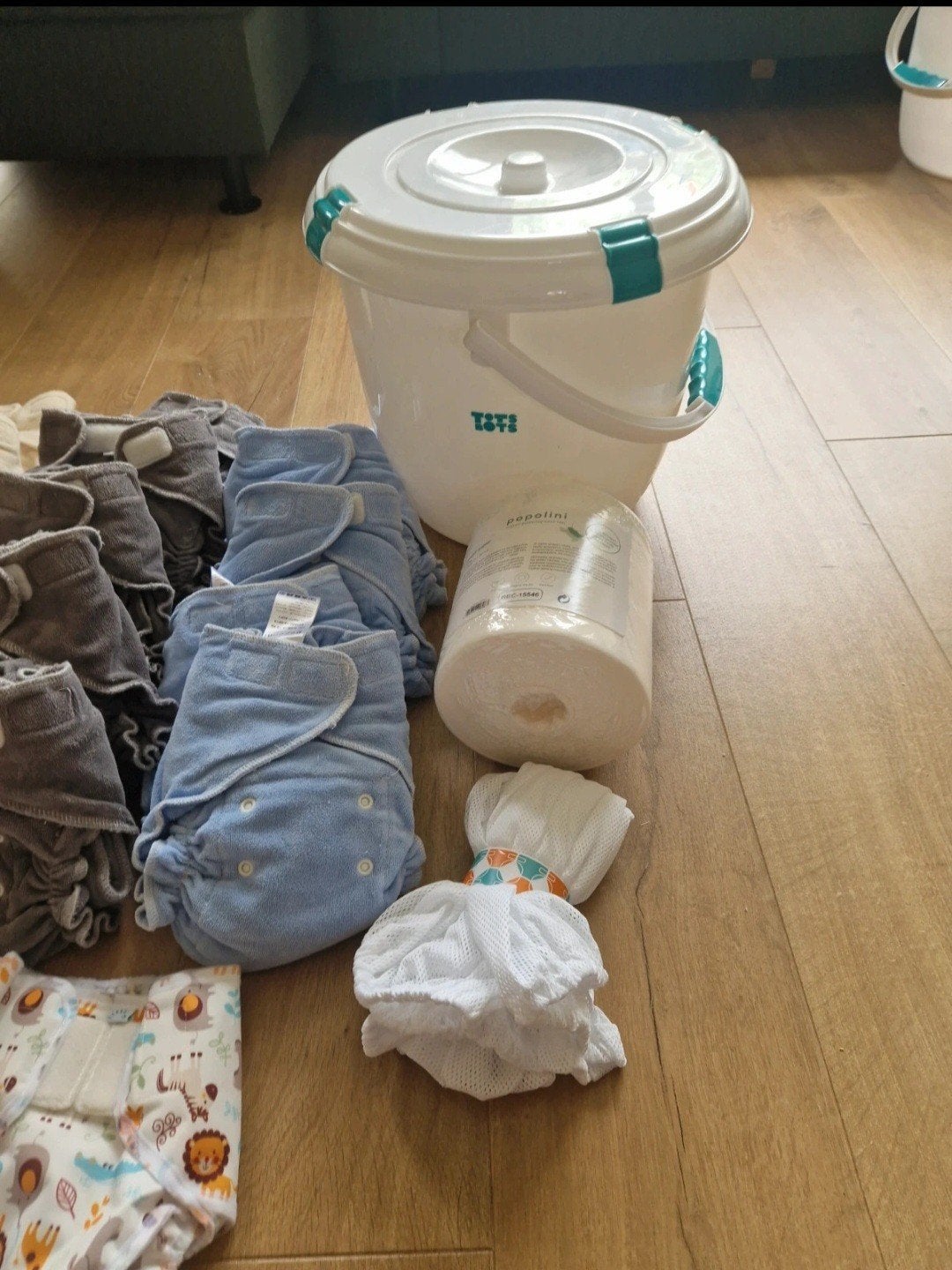 Set wasbare luiers met emmer en accessoires, Ophalen of Verzenden, Nieuw