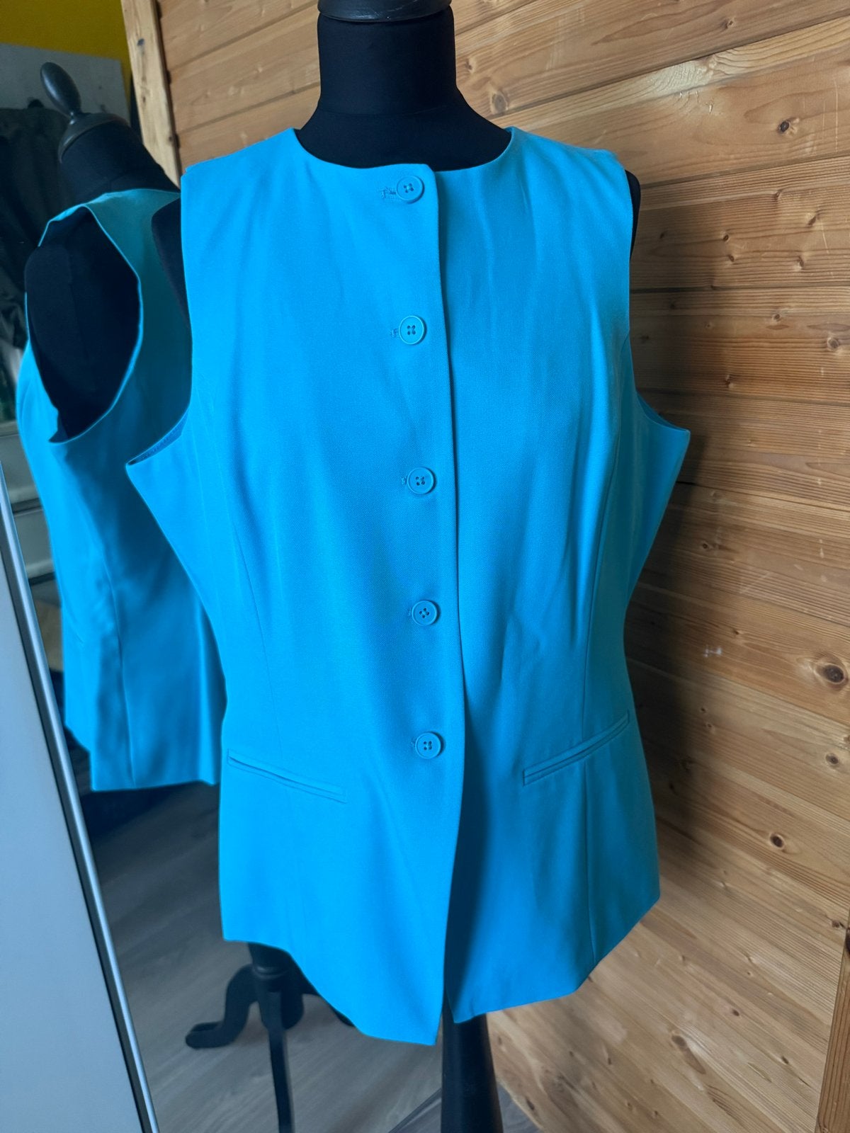 Turquoise mouwloze blazer en pantalon set Primark, Blauw, Maat 42/44 (L), Nieuw, Ophalen of Verzenden