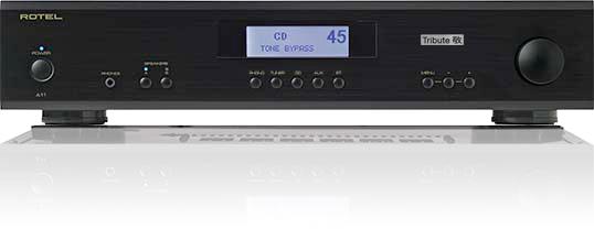 Rotel A11 tribute versterker zwart, Ophalen of Verzenden, 120 watt of meer, Overige merken