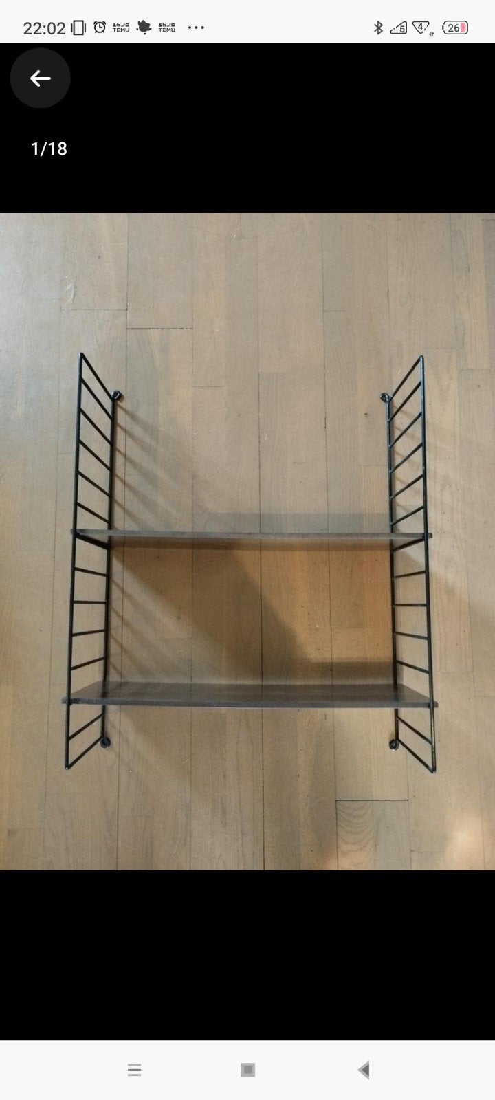 Prachtig Mid Century Modern Nisse String wandrek, Huis en Inrichting, Kasten | Wandmeubels, Ophalen, Met plank(en), Gebruikt, Minder dan 100 cm