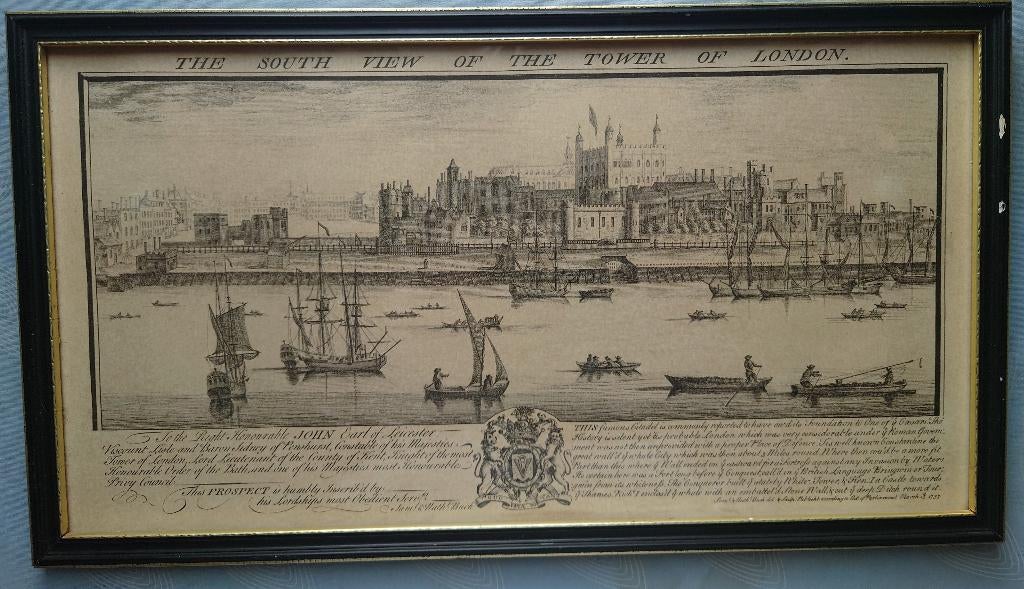 The South View of the Tower of London, 1739 Sam & Nath Buck, Antiek en Kunst, Architectuur, Ophalen of Verzenden, Gravure, 23 cm