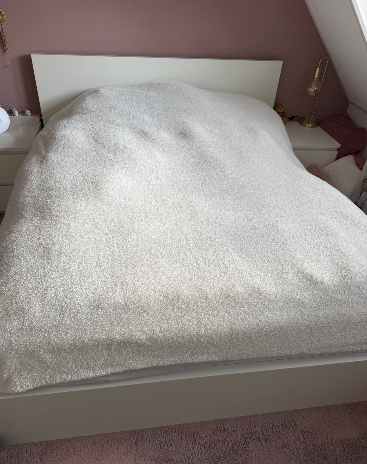 Ikea malm bed, Huis en Inrichting, Ophalen, Wit, Tweepersoons, Zo goed als nieuw