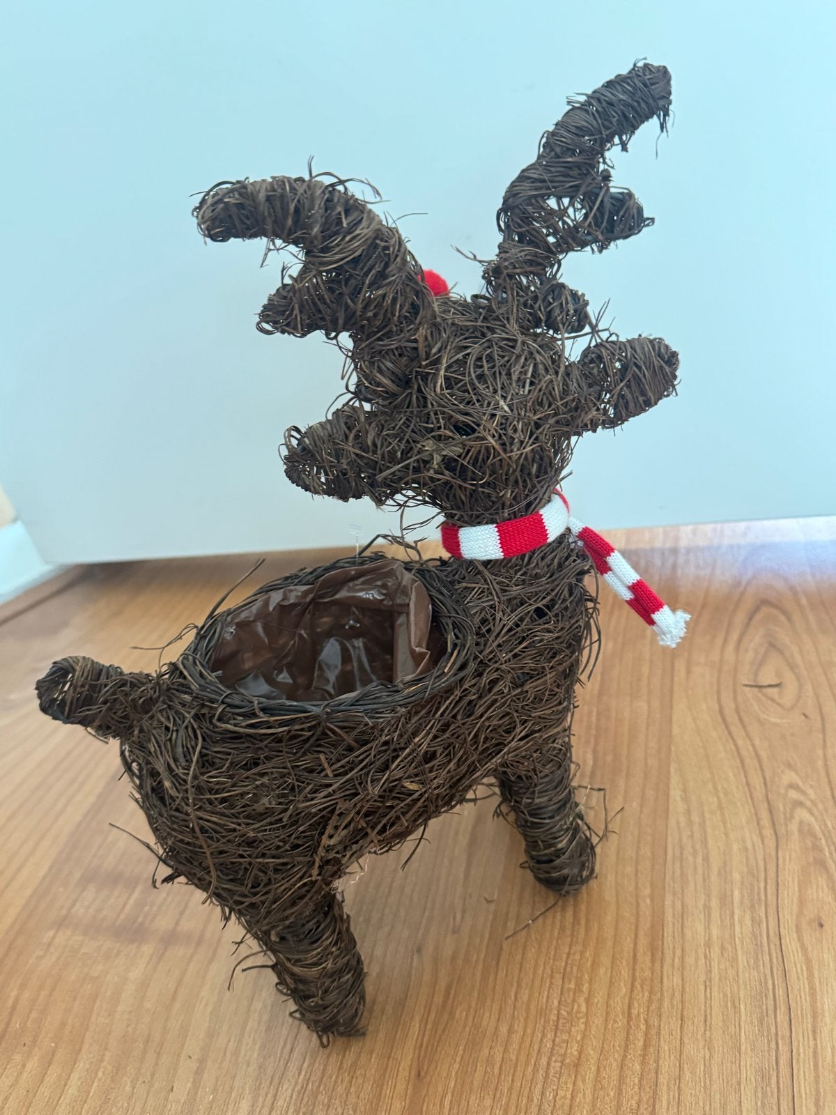Kerst rendier plantenbak riet decoratie, Ophalen of Verzenden, Nieuw