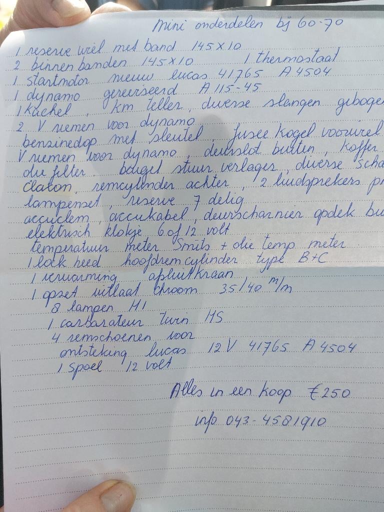 Diverse mini-onderdelen uit de jaren 1960-1970, Ophalen of Verzenden, Gereviseerd, Mini