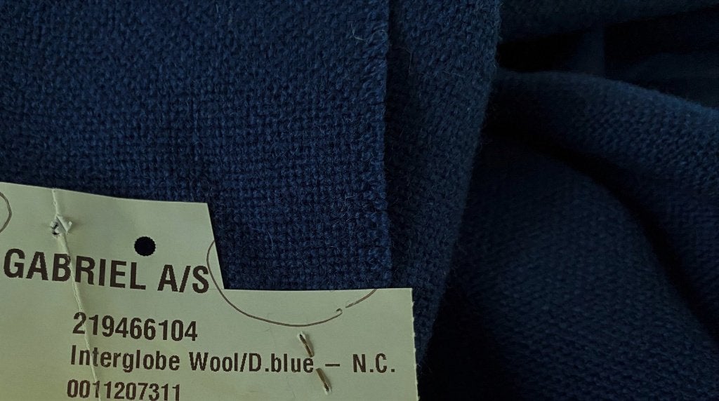 Gabriel Interglobe Wool 66104 Dark Blue; restant meubelstof, Wol, Blauw, 120 cm of meer, Nieuw