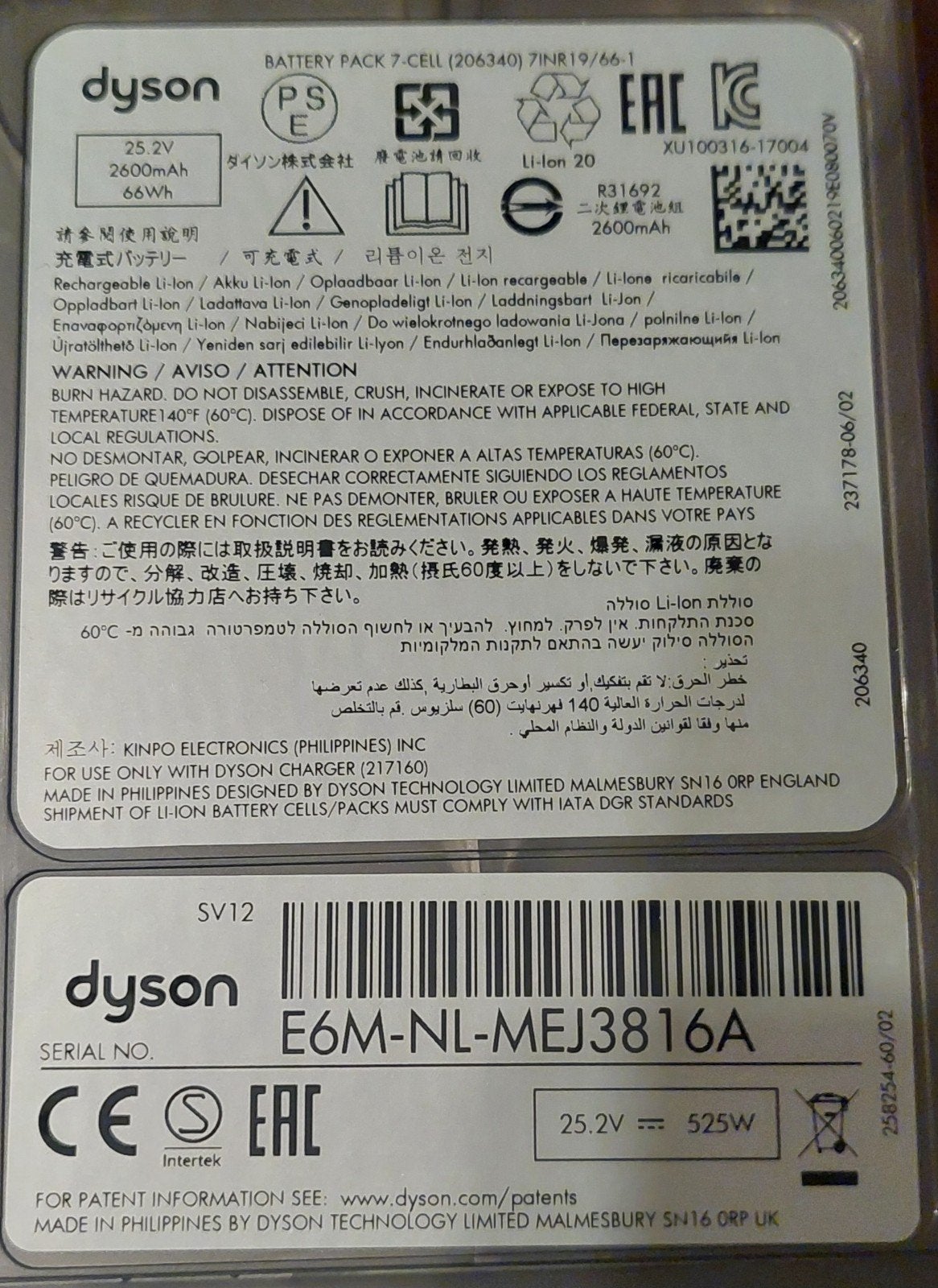 Dyson Cyclone V10 Defect + Dok met nwe accessoires en filter, Ophalen, Niet werkend, Reservoir, Steelstofzuiger