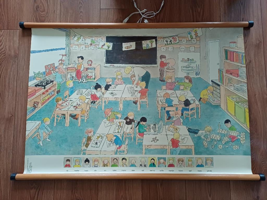 Schoolplaat / Wandplaat de leessleutel, Antiek en Kunst, Antiek | Schoolplaten, Ophalen, Overige thema's