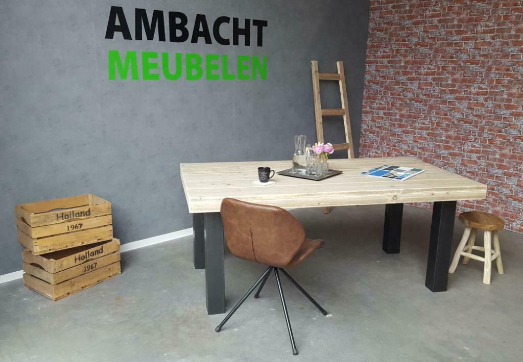 INDUSTRIELE steigerhout eettafel tafels Met BANKJE >>ACTIE<<, Ophalen, Nieuw