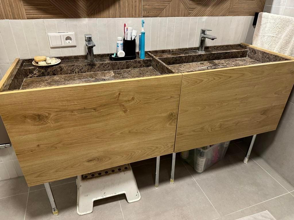 Balmani Wastafelkast met Dubbele Wasbak, Huis en Inrichting, Ophalen, 150 tot 200 cm, Zo goed als nieuw, Minder dan 100 cm