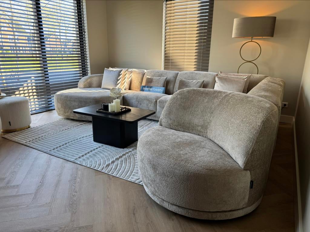 Luxe Teddy Velvet U-bank Clyde met Draaistoel NIEUW - Uniek!, Huis en Inrichting, Info@oosterbaanwonen.nl, Venus 31 8448CE Heerenveen