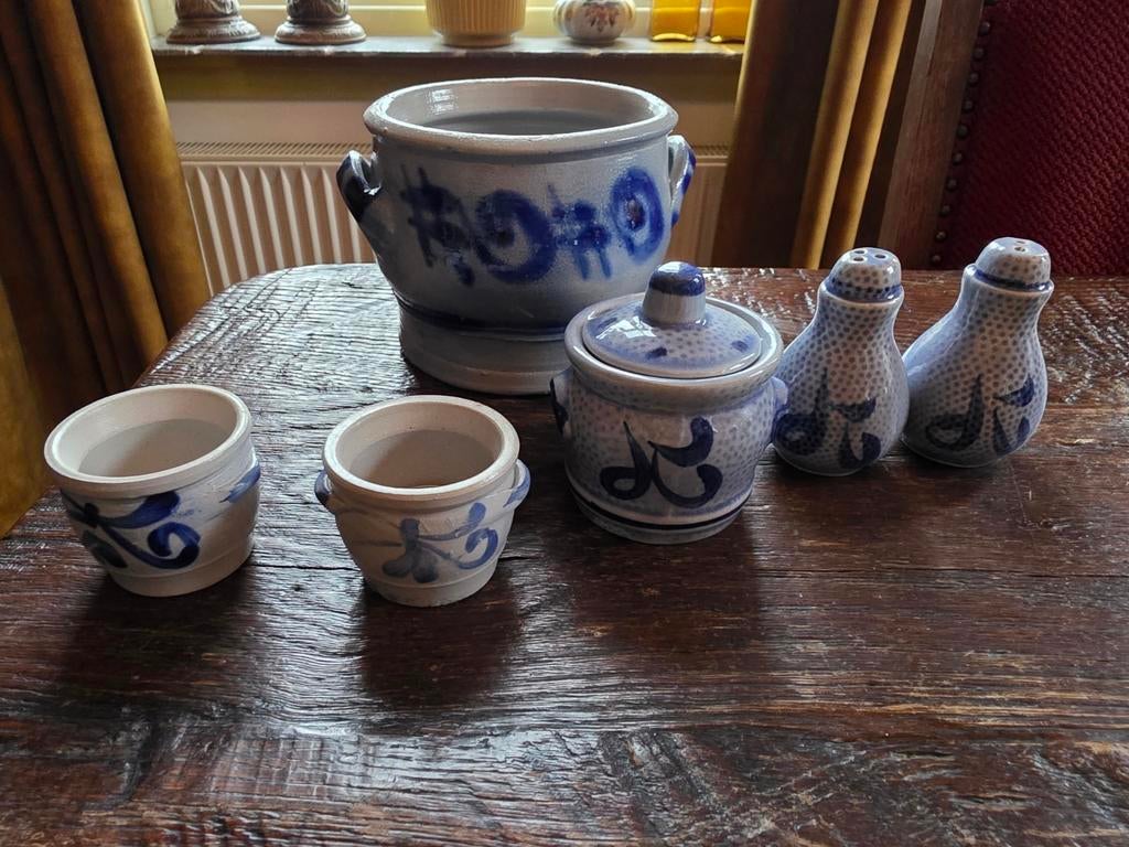 Keramiek Set - Potten, pot met deksel, Zout en Peper, Antiek en Kunst, Ophalen of Verzenden