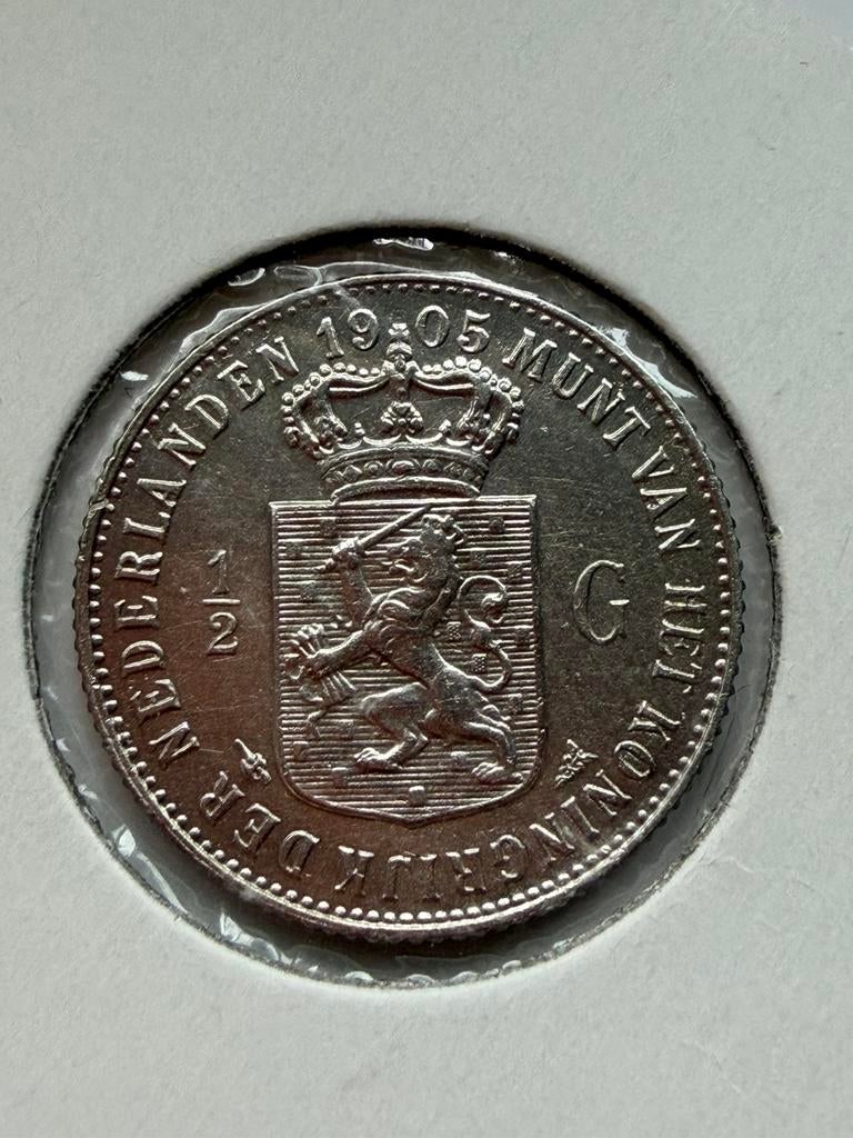 Nederland. Wilhelmina. 1/2 gulden 1905. PR, Postzegels en Munten, Munten | Nederland, ½ gulden, Zilver, Ophalen of Verzenden, Koningin Wilhelmina