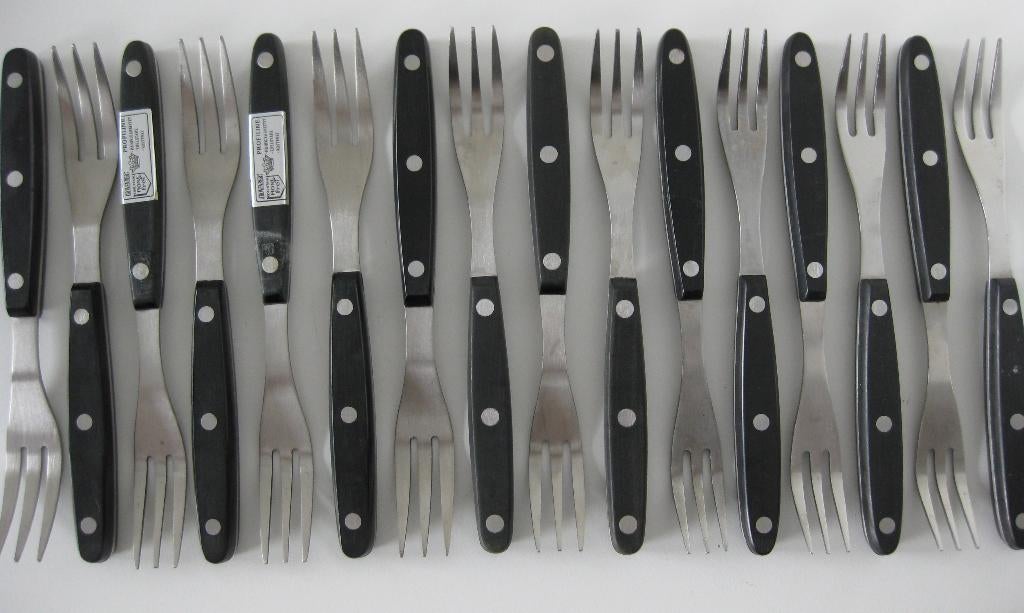 Amefa Vorken / Bistrovorken 20 cm met zwart handvat 20 stuks, Huis en Inrichting, Keuken | Bestek, Ophalen of Verzenden, Rvs of Chroom