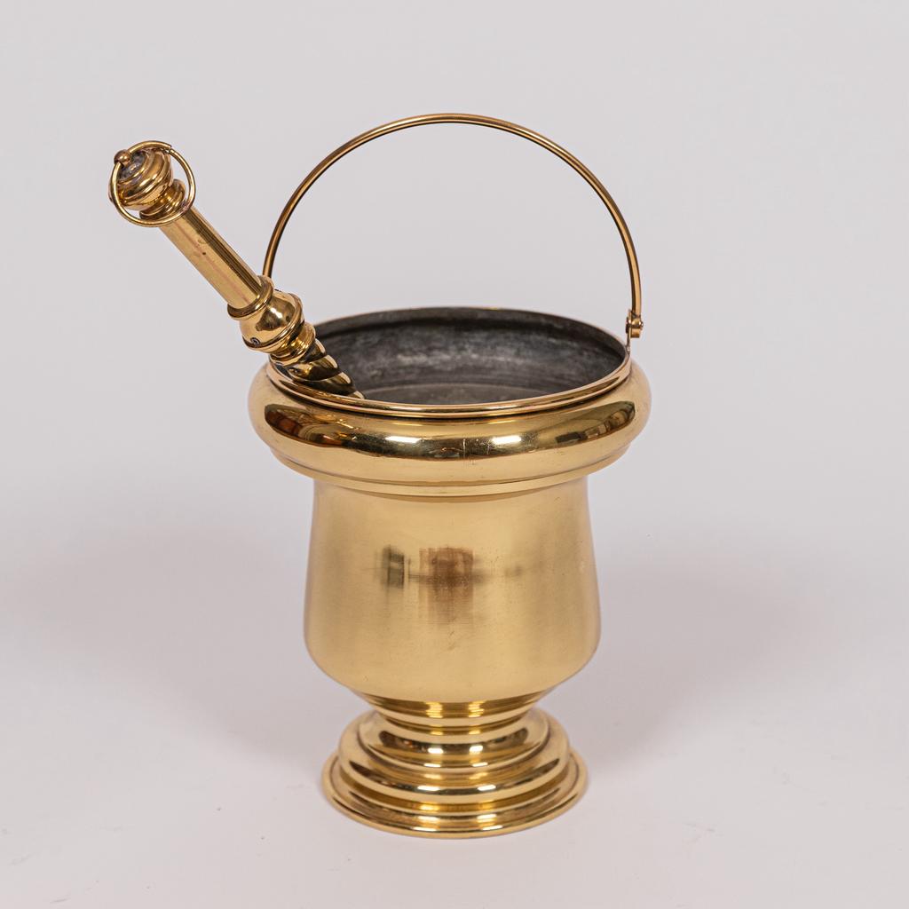 Wijwateremmer 19e eeuw met kwispel, Antiek en Kunst, Ophalen of Verzenden