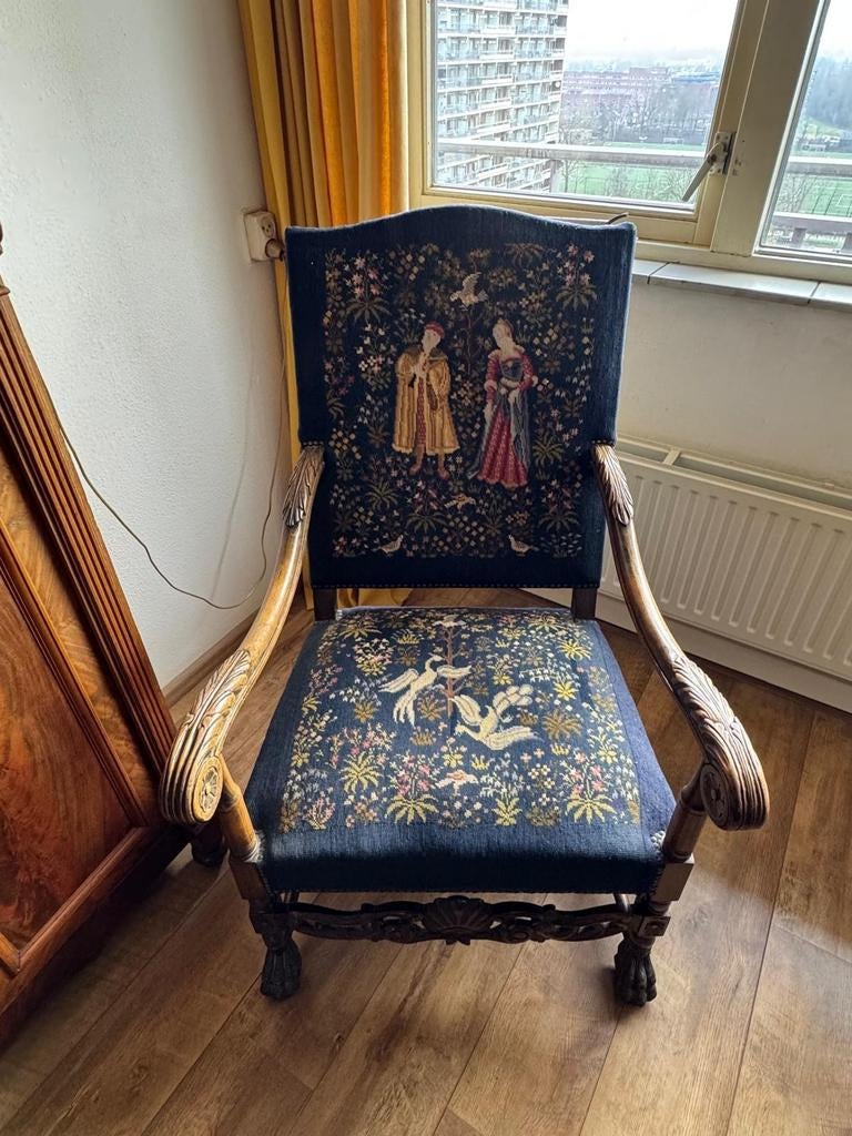 Antieke eikenhouten armstoel Barok/Renaissance Stijl, Ophalen