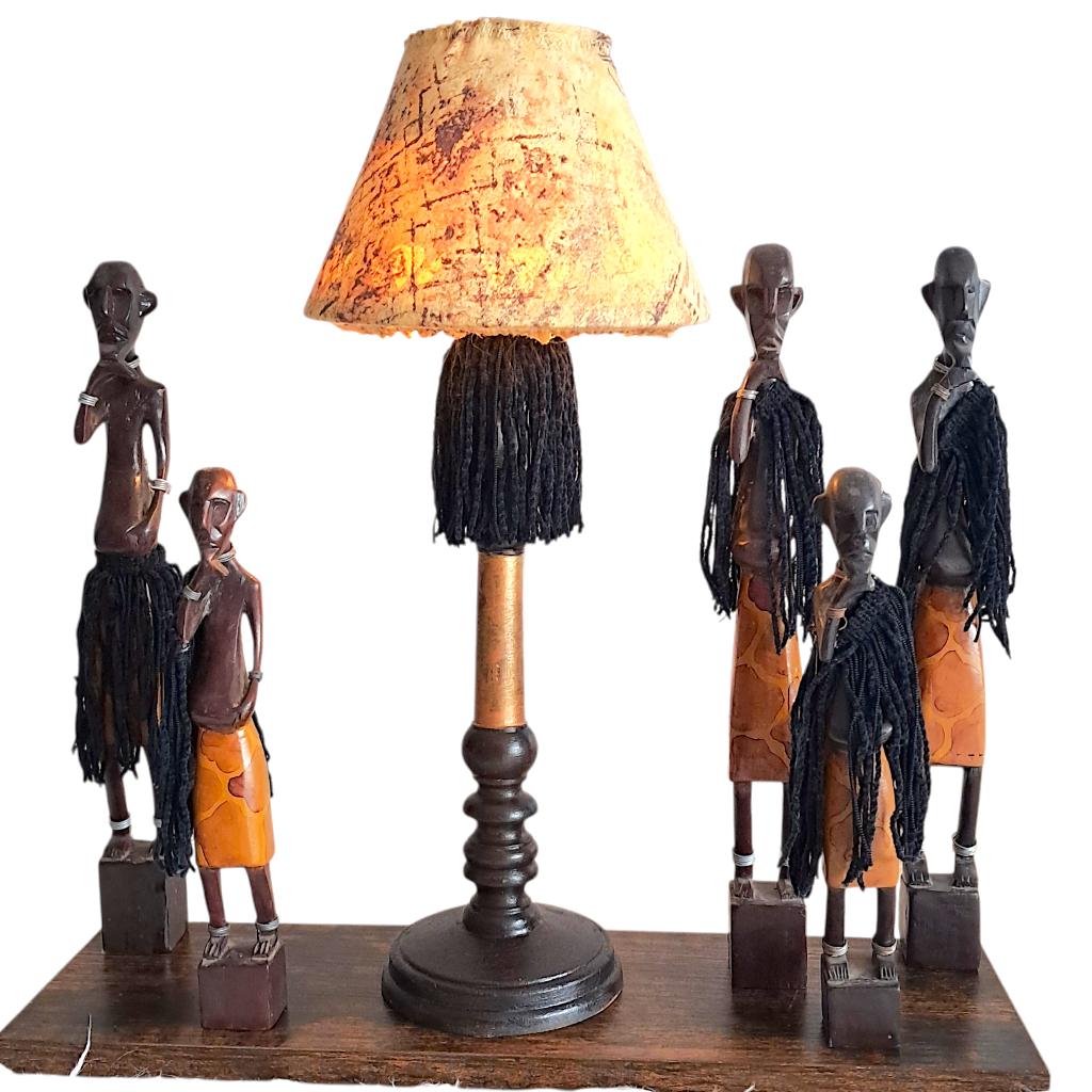 Tafellamp uniek design hergebruikte objecten Afrikaans, -, -, Nieuw, Etnisch, Afrikaans, boho, koloniaal