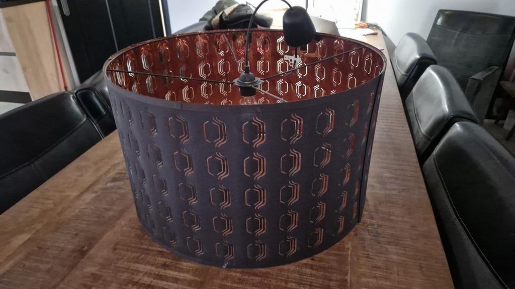 Lampenkap donkerbruin/Zwart met Rosé Binnenkant, 25 tot 50 cm, Zwart, Rond, Ophalen of Verzenden