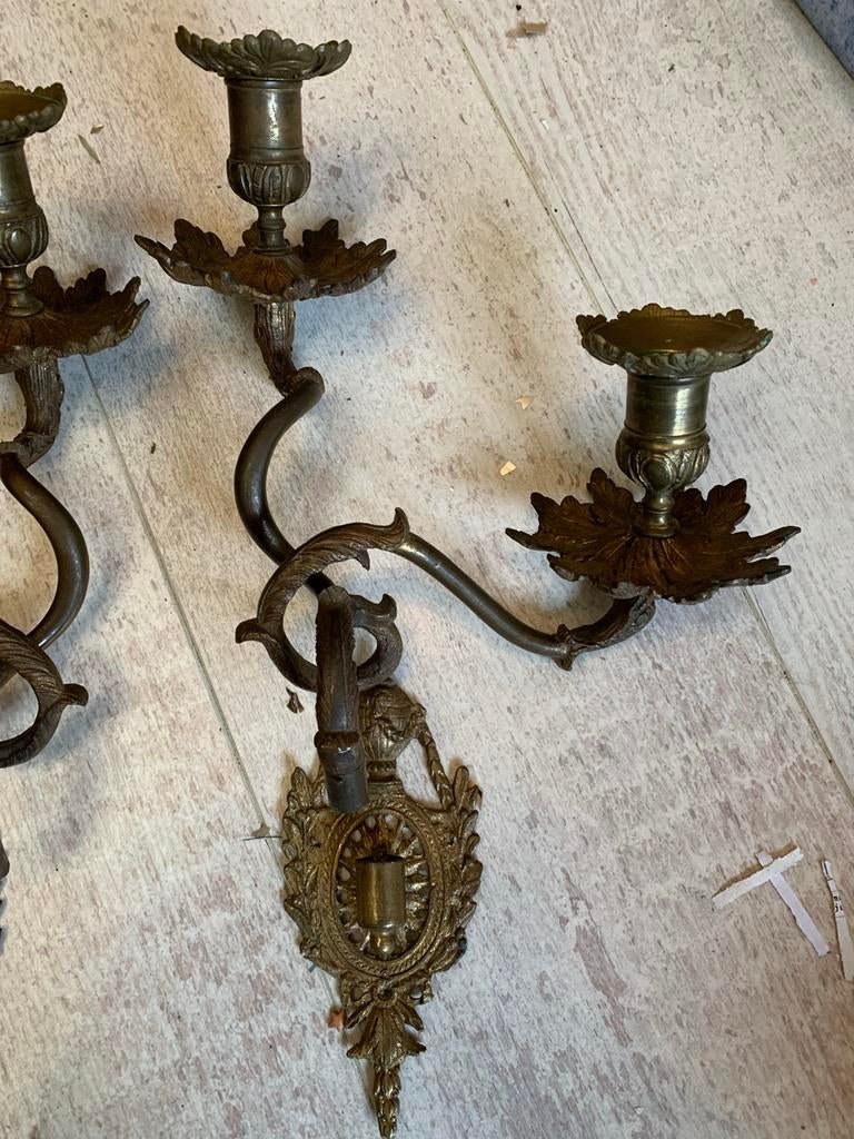 Antieke Wand Applieken, Antiek en Kunst, Antiek | Kandelaars, Ophalen of Verzenden, Koper of Brons
