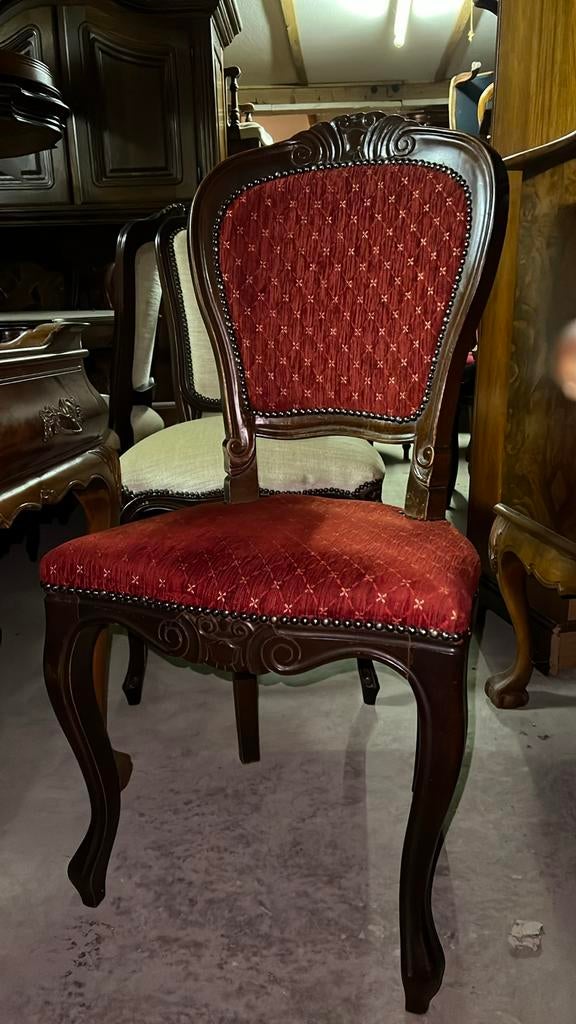 6 Barok Eetkamerstoelen met Rode Bekleding, Ophalen