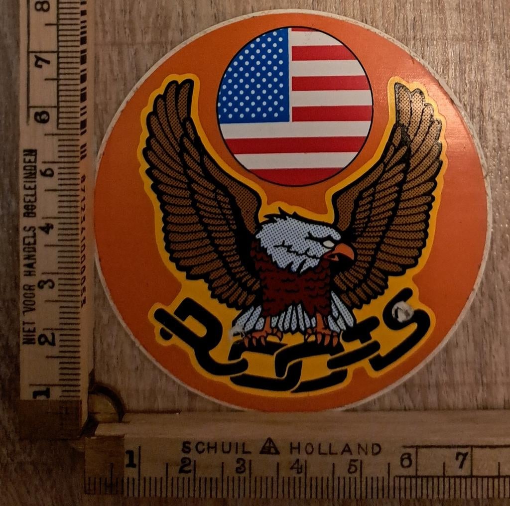 Vintage sticker ROOTS Amerikaanse vlag adelaar Strip, Ophalen of Verzenden, Zo goed als nieuw