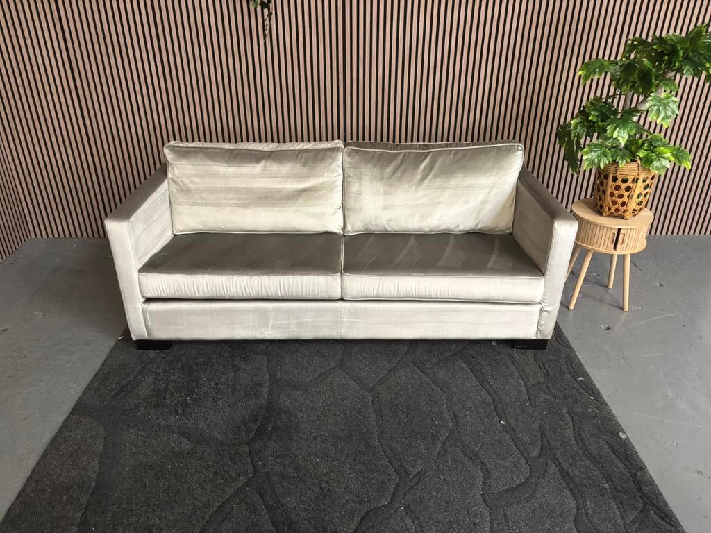 GRATIS LEVERING Velvet 2zits Bank Zilver 205x90 GEREINIGD, Tweepersoons, 75 tot 100 cm, Ophalen of Verzenden, Zo goed als nieuw
