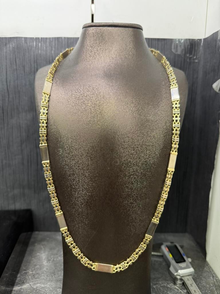 Prachtige 14 karaats gouden massieve FLAT MAGNUM ketting, Ophalen of Verzenden, Nieuw, Goud