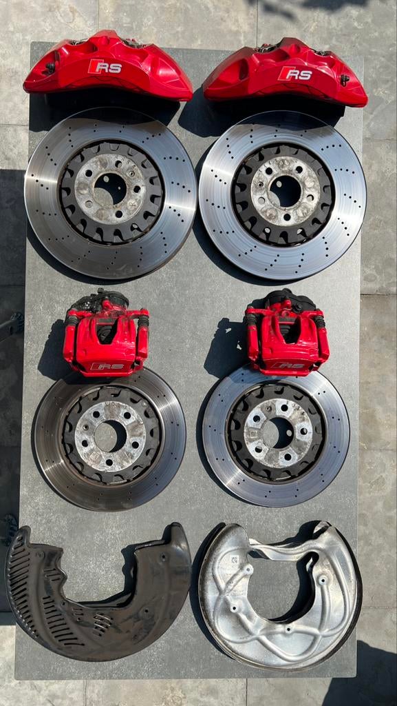 Complete RS remmenset 375mm 330mm A4 A5 A6 A7 A8 Q5 Q7 Q8, Auto-onderdelen, Ophalen, Gebruikt, Audi
