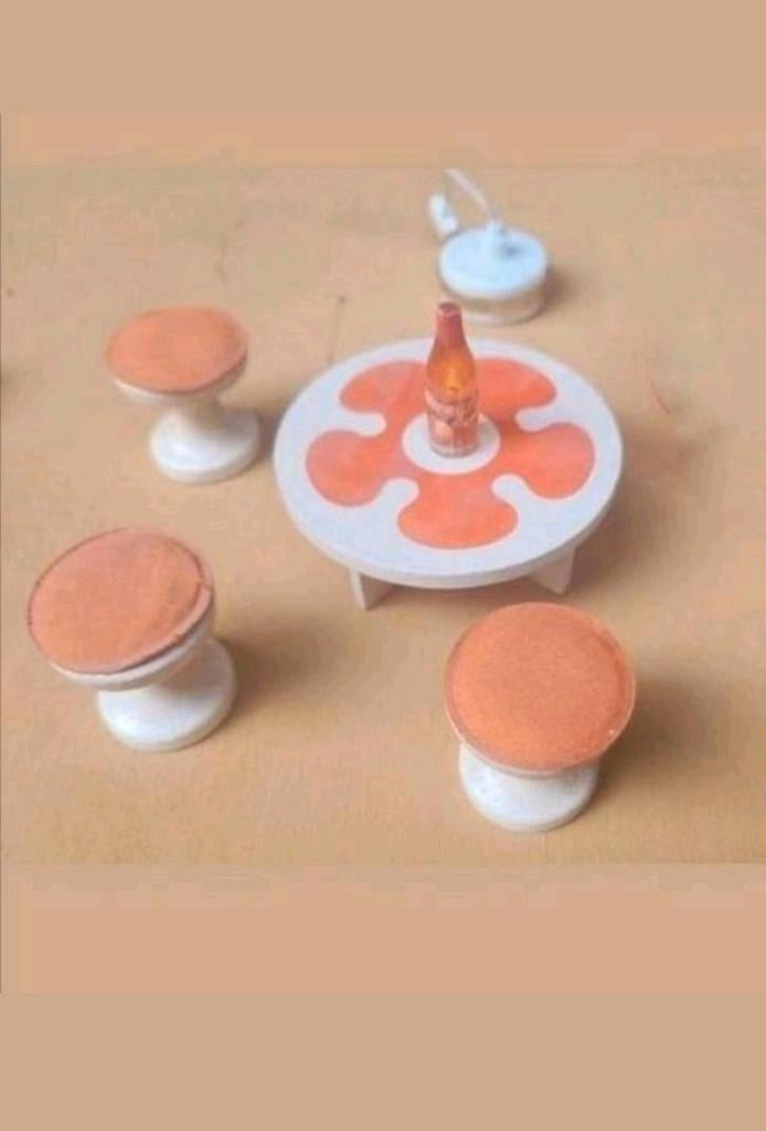 Lundby Poppenhuis Tafel Stoelen Loungeset 1:16 Hanglamp 1970, Ophalen of Verzenden, Gebruikt, Poppenhuis