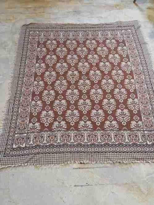 Vintage Grandfoulard bruintinten zalm vlinders 205/183, Gebruikt, Etten-Leur, DJT@dejuistetoon.eu, Ophalen of Verzenden