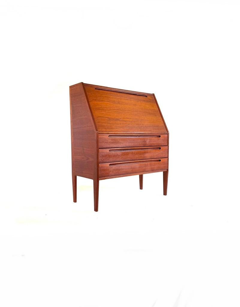Vintage secretaire model No. 63, Kai Kristiansen ‘60, Ophalen of Verzenden, Zo goed als nieuw, Vintage retro buisframe design rotan webbing papercord deens