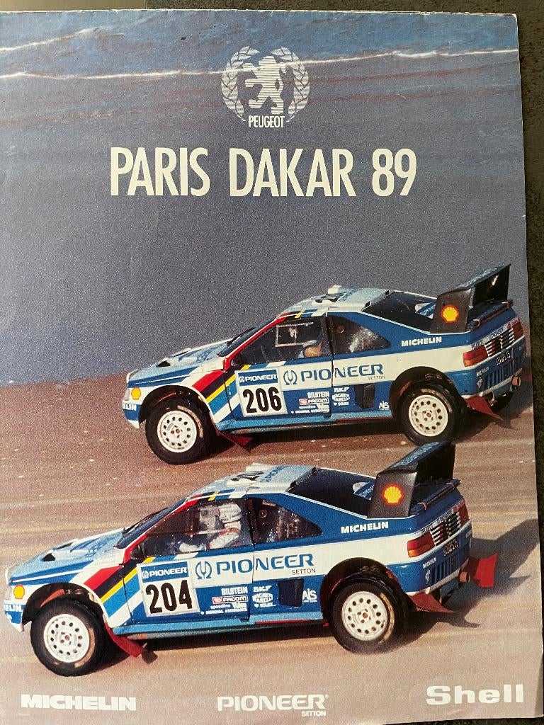 Folder van Peugeot 405 Turbo 16 Paris Dakar 1989, poster, Ophalen of Verzenden, Gelezen, Peugeot