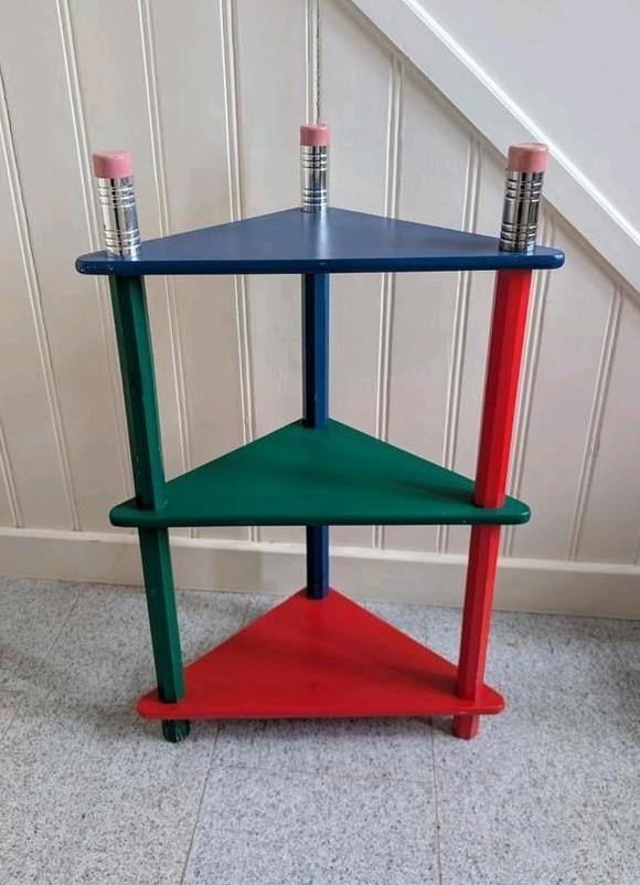 Uniek Pierre Sala (1948-1989) Potlood Rek Memphis style 80s, Met plank(en), Minder dan 50 cm, Gebruikt, Ophalen of Verzenden