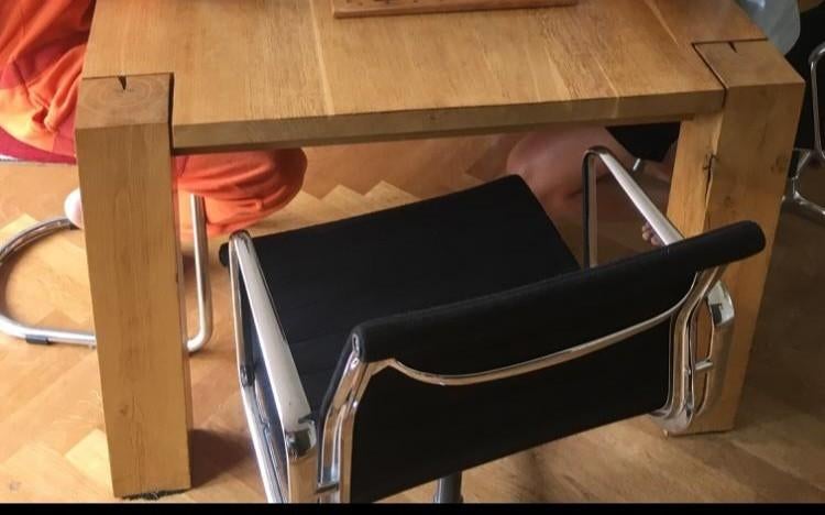 VNU Eettafel Henk Vos - Massief Eiken, Huis en Inrichting, Tafels | Eettafels, Gebruikt, 100 tot 150 cm, 200 cm of meer, Vijf personen of meer