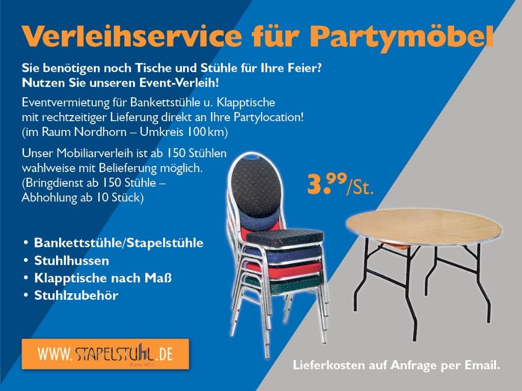 Stoelen en tafels  huren en verkoop stack chairs