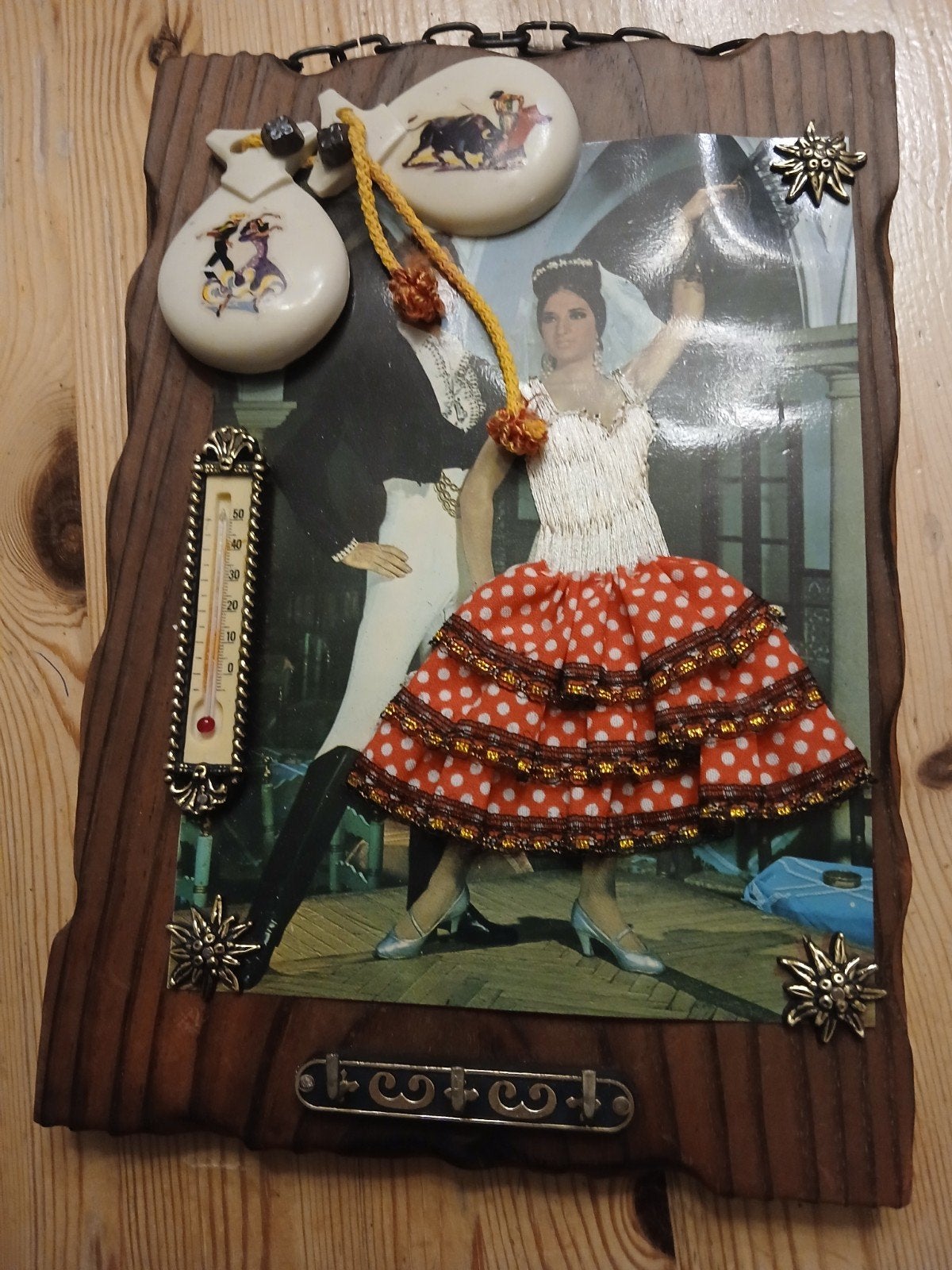 Vintage Spaanse Flamenco Wanddecoratie met Thermometer, Antiek en Kunst, Ophalen of Verzenden