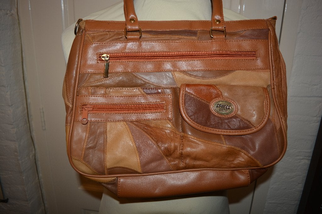 Spiess, bruin patchwork leren tas, Ophalen of Verzenden, Zo goed als nieuw, Bruin, Handtas