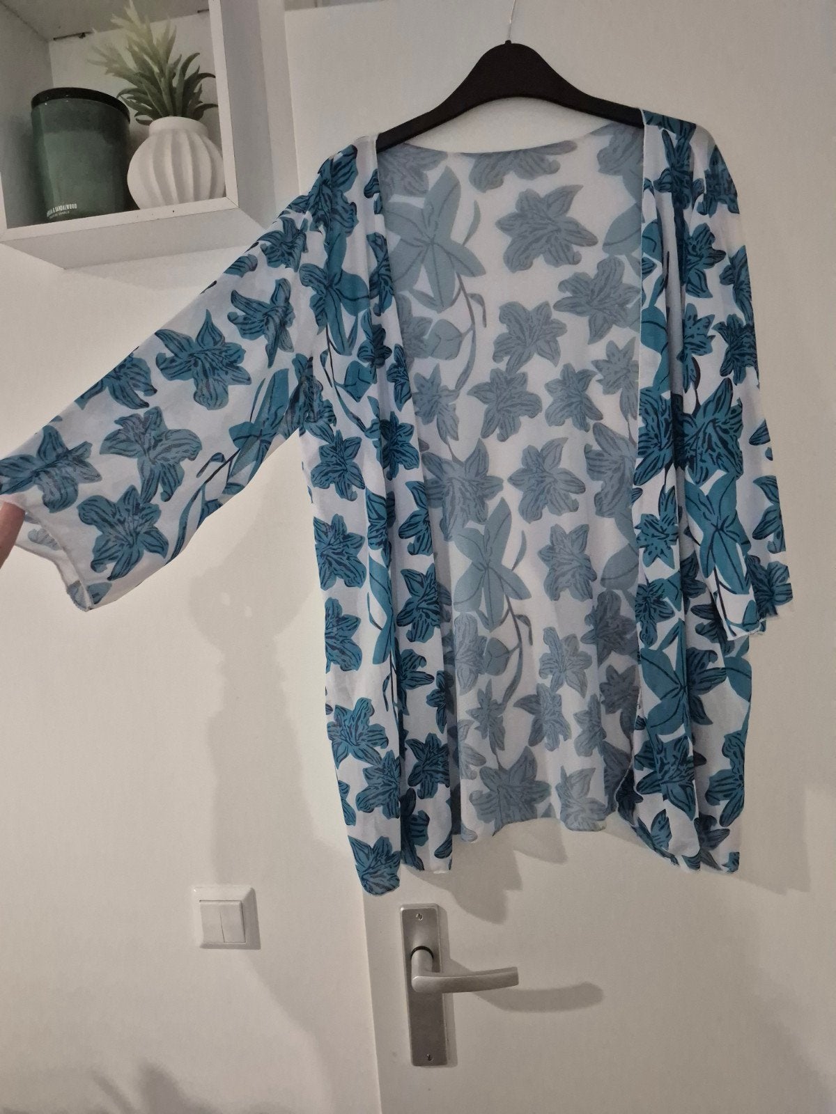 Zomerse kimono met bloemenprint, Maat 38/40 (M), Blauw, Ophalen of Verzenden, Onbekend