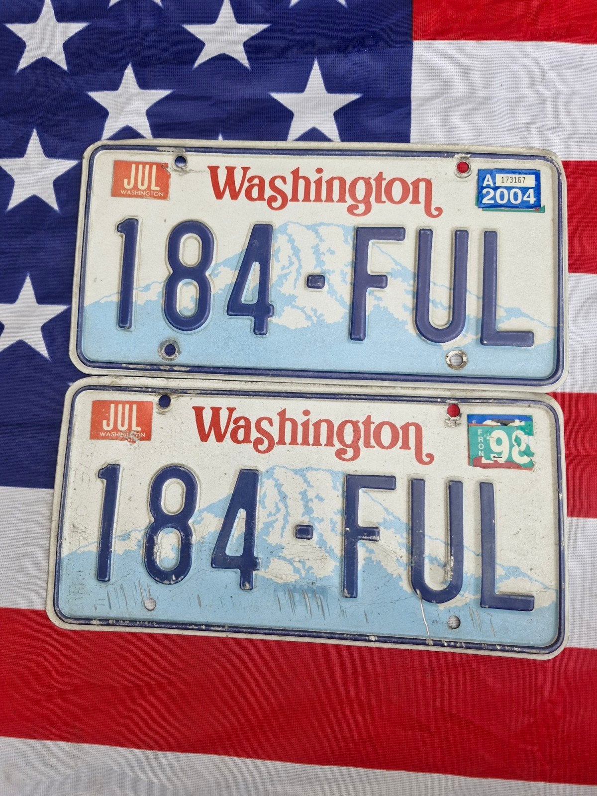 Kentekenplaat set Washington USA 2 nummerborden nummerplaten, Verzenden, Gebruikt, Auto's