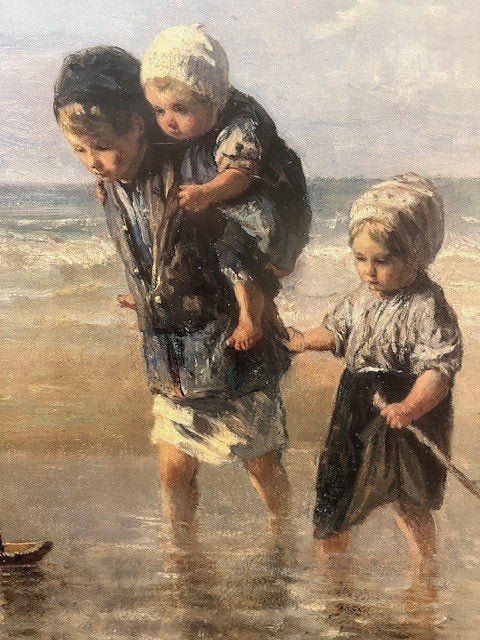 Kinderen der Zee reproductie, Maritiem / water, Nederlandse school, Ingelijst, Ophalen of Verzenden