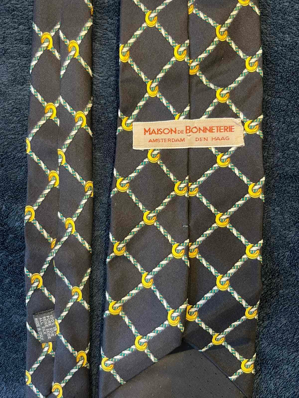 Maison de Bonneterie Zijden Stropdas - Bruin met Patroon, Kleding | Heren, Stropdassen, Zo goed als nieuw, Met patroon, Bruin